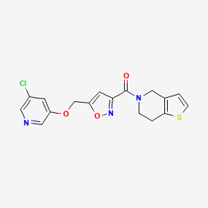 molecular formula C17H14ClN3O3S B5206193 5-[(5-{[(5-chloro-3-pyridinyl)oxy]methyl}-3-isoxazolyl)carbonyl]-4,5,6,7-tetrahydrothieno[3,2-c]pyridine 