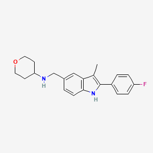 molecular formula C21H23FN2O B5206197 N-{[2-(4-fluorophenyl)-3-methyl-1H-indol-5-yl]methyl}tetrahydro-2H-pyran-4-amine 