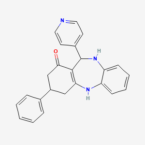 molecular formula C24H21N3O B5206216 3-phenyl-11-(4-pyridinyl)-2,3,4,5,10,11-hexahydro-1H-dibenzo[b,e][1,4]diazepin-1-one 