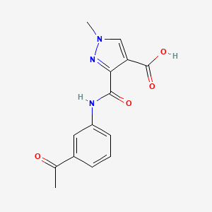 molecular formula C14H13N3O4 B5206261 3-{[(3-acetylphenyl)amino]carbonyl}-1-methyl-1H-pyrazole-4-carboxylic acid 