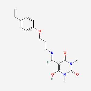 molecular formula C18H23N3O4 B5206327 5-({[3-(4-ethylphenoxy)propyl]amino}methylene)-1,3-dimethyl-2,4,6(1H,3H,5H)-pyrimidinetrione 