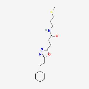 molecular formula C17H29N3O2S B5206341 3-[5-(2-cyclohexylethyl)-1,3,4-oxadiazol-2-yl]-N-[3-(methylthio)propyl]propanamide 