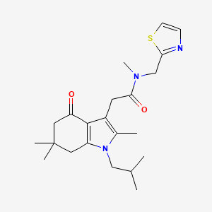 molecular formula C22H31N3O2S B5206350 2-(1-isobutyl-2,6,6-trimethyl-4-oxo-4,5,6,7-tetrahydro-1H-indol-3-yl)-N-methyl-N-(1,3-thiazol-2-ylmethyl)acetamide 