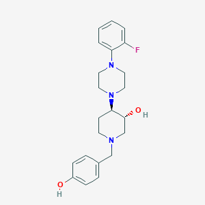 molecular formula C22H28FN3O2 B5206361 (3R*,4R*)-4-[4-(2-fluorophenyl)-1-piperazinyl]-1-(4-hydroxybenzyl)-3-piperidinol 