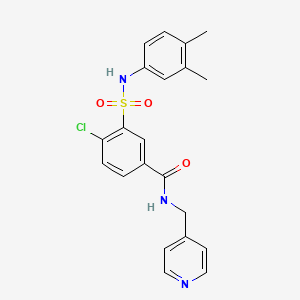 molecular formula C21H20ClN3O3S B5206427 4-chloro-3-{[(3,4-dimethylphenyl)amino]sulfonyl}-N-(4-pyridinylmethyl)benzamide 