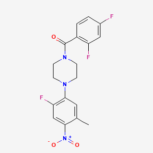 molecular formula C18H16F3N3O3 B5206444 1-(2,4-difluorobenzoyl)-4-(2-fluoro-5-methyl-4-nitrophenyl)piperazine 