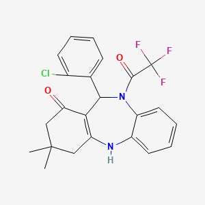 molecular formula C23H20ClF3N2O2 B5206488 11-(2-chlorophenyl)-3,3-dimethyl-10-(trifluoroacetyl)-2,3,4,5,10,11-hexahydro-1H-dibenzo[b,e][1,4]diazepin-1-one 