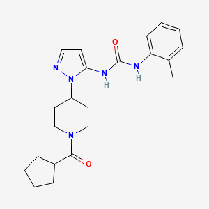 molecular formula C22H29N5O2 B5206515 N-{1-[1-(cyclopentylcarbonyl)-4-piperidinyl]-1H-pyrazol-5-yl}-N'-(2-methylphenyl)urea 