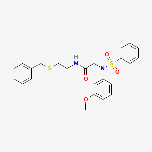 molecular formula C24H26N2O4S2 B5206546 N~1~-[2-(benzylthio)ethyl]-N~2~-(3-methoxyphenyl)-N~2~-(phenylsulfonyl)glycinamide 