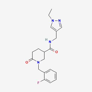 molecular formula C19H23FN4O2 B5206573 N-[(1-ethyl-1H-pyrazol-4-yl)methyl]-1-(2-fluorobenzyl)-6-oxo-3-piperidinecarboxamide 