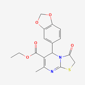 molecular formula C17H16N2O5S B5206612 ethyl 5-(1,3-benzodioxol-5-yl)-7-methyl-3-oxo-2,3-dihydro-5H-[1,3]thiazolo[3,2-a]pyrimidine-6-carboxylate 