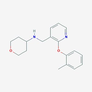 molecular formula C18H22N2O2 B5206638 N-{[2-(2-methylphenoxy)-3-pyridinyl]methyl}tetrahydro-2H-pyran-4-amine 