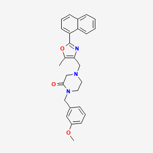 molecular formula C27H27N3O3 B5206674 1-(3-methoxybenzyl)-4-{[5-methyl-2-(1-naphthyl)-1,3-oxazol-4-yl]methyl}-2-piperazinone 