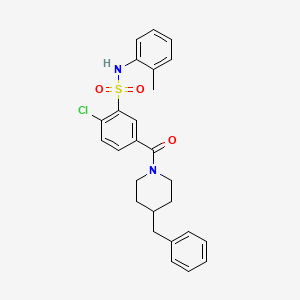 molecular formula C26H27ClN2O3S B5206725 5-[(4-benzyl-1-piperidinyl)carbonyl]-2-chloro-N-(2-methylphenyl)benzenesulfonamide 