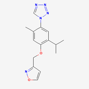 molecular formula C15H17N5O2 B5206769 1-[5-isopropyl-4-(3-isoxazolylmethoxy)-2-methylphenyl]-1H-tetrazole 