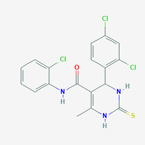 molecular formula C18H14Cl3N3OS B5206875 N-(2-chlorophenyl)-4-(2,4-dichlorophenyl)-6-methyl-2-thioxo-1,2,3,4-tetrahydro-5-pyrimidinecarboxamide 