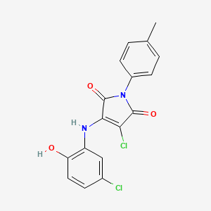 molecular formula C17H12Cl2N2O3 B5206908 3-chloro-4-[(5-chloro-2-hydroxyphenyl)amino]-1-(4-methylphenyl)-1H-pyrrole-2,5-dione 