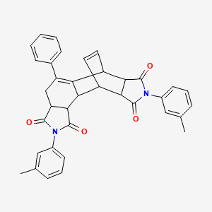 molecular formula C36H30N2O4 B5206914 5,14-bis(3-methylphenyl)-9-phenyl-5,14-diazapentacyclo[9.5.2.0~2,10~.0~3,7~.0~12,16~]octadeca-9,17-diene-4,6,13,15-tetrone 