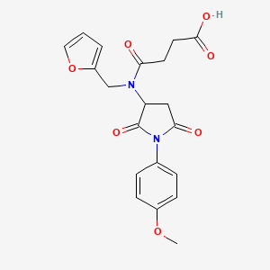molecular formula C20H20N2O7 B5206925 4-{(2-furylmethyl)[1-(4-methoxyphenyl)-2,5-dioxo-3-pyrrolidinyl]amino}-4-oxobutanoic acid 
