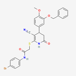 molecular formula C28H24BrN3O4S B5206987 2-({4-[3-(benzyloxy)-4-methoxyphenyl]-3-cyano-6-oxo-1,4,5,6-tetrahydro-2-pyridinyl}thio)-N-(4-bromophenyl)acetamide 