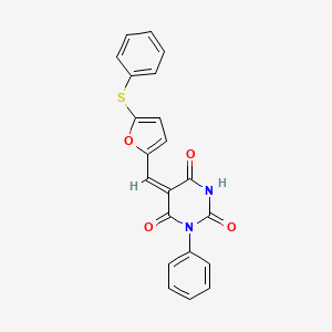 molecular formula C21H14N2O4S B5207010 1-phenyl-5-{[5-(phenylthio)-2-furyl]methylene}-2,4,6(1H,3H,5H)-pyrimidinetrione 