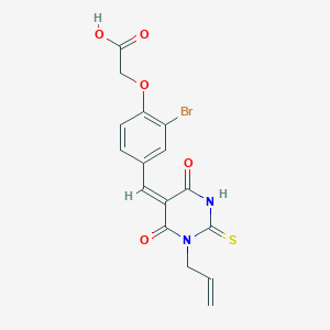 molecular formula C16H13BrN2O5S B5207013 {4-[(1-allyl-4,6-dioxo-2-thioxotetrahydro-5(2H)-pyrimidinylidene)methyl]-2-bromophenoxy}acetic acid 