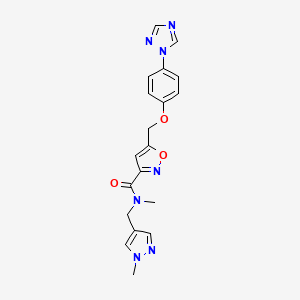 molecular formula C19H19N7O3 B5207059 N-methyl-N-[(1-methyl-1H-pyrazol-4-yl)methyl]-5-{[4-(1H-1,2,4-triazol-1-yl)phenoxy]methyl}-3-isoxazolecarboxamide 