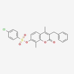 3-benzyl-4,8-dimethyl-2-oxo-2H-chromen-7-yl 4-chlorobenzenesulfonate