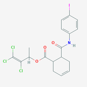 molecular formula C18H17Cl3INO3 B5207142 2,3,3-trichloro-1-methyl-2-propen-1-yl 6-{[(4-iodophenyl)amino]carbonyl}-3-cyclohexene-1-carboxylate 