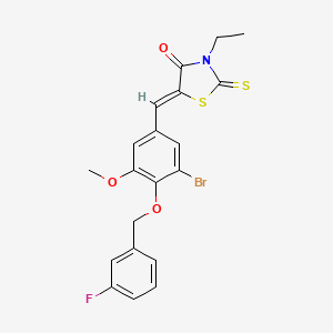 5-{3-bromo-4-[(3-fluorobenzyl)oxy]-5-methoxybenzylidene}-3-ethyl-2-thioxo-1,3-thiazolidin-4-one