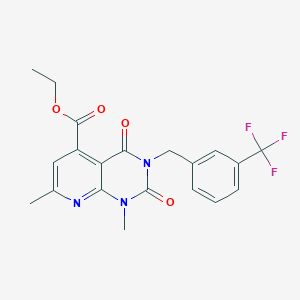 molecular formula C20H18F3N3O4 B5207177 ethyl 1,7-dimethyl-2,4-dioxo-3-[3-(trifluoromethyl)benzyl]-1,2,3,4-tetrahydropyrido[2,3-d]pyrimidine-5-carboxylate 