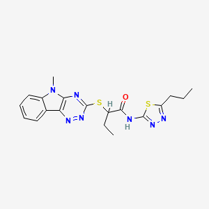 molecular formula C19H21N7OS2 B5207188 2-[(5-methyl-5H-[1,2,4]triazino[5,6-b]indol-3-yl)thio]-N-(5-propyl-1,3,4-thiadiazol-2-yl)butanamide 