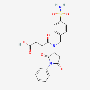 molecular formula C21H21N3O7S B5207305 4-[[4-(aminosulfonyl)benzyl](2,5-dioxo-1-phenyl-3-pyrrolidinyl)amino]-4-oxobutanoic acid 