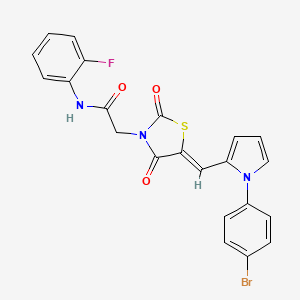 molecular formula C22H15BrFN3O3S B5207309 2-(5-{[1-(4-bromophenyl)-1H-pyrrol-2-yl]methylene}-2,4-dioxo-1,3-thiazolidin-3-yl)-N-(2-fluorophenyl)acetamide 