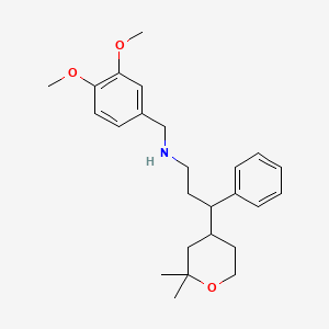 molecular formula C25H35NO3 B5207322 (3,4-dimethoxybenzyl)[3-(2,2-dimethyltetrahydro-2H-pyran-4-yl)-3-phenylpropyl]amine 