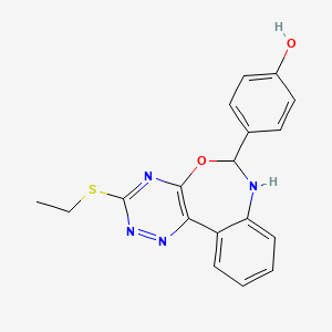 molecular formula C18H16N4O2S B5207347 4-[3-(ethylthio)-6,7-dihydro[1,2,4]triazino[5,6-d][3,1]benzoxazepin-6-yl]phenol 