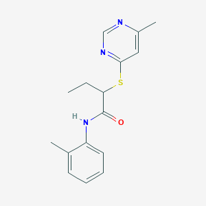 molecular formula C16H19N3OS B5207356 N-(2-methylphenyl)-2-[(6-methyl-4-pyrimidinyl)thio]butanamide 
