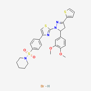 molecular formula C29H31BrN4O4S3 B5207362 1-[(4-{2-[5-(3,4-dimethoxyphenyl)-3-(2-thienyl)-4,5-dihydro-1H-pyrazol-1-yl]-1,3-thiazol-4-yl}phenyl)sulfonyl]piperidine hydrobromide 