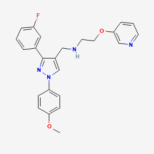 molecular formula C24H23FN4O2 B5207418 N-{[3-(3-fluorophenyl)-1-(4-methoxyphenyl)-1H-pyrazol-4-yl]methyl}-2-(3-pyridinyloxy)ethanamine 