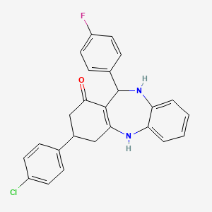 molecular formula C25H20ClFN2O B5207430 3-(4-chlorophenyl)-11-(4-fluorophenyl)-2,3,4,5,10,11-hexahydro-1H-dibenzo[b,e][1,4]diazepin-1-one 