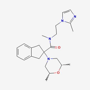 molecular formula C23H32N4O2 B5207505 2-[(2R*,6S*)-2,6-dimethyl-4-morpholinyl]-N-methyl-N-[2-(2-methyl-1H-imidazol-1-yl)ethyl]-2-indanecarboxamide 
