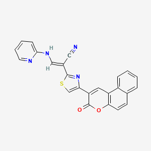 2-[4-(3-oxo-3H-benzo[f]chromen-2-yl)-1,3-thiazol-2-yl]-3-(2-pyridinylamino)acrylonitrile