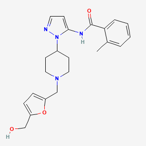 molecular formula C22H26N4O3 B5207568 N-[1-(1-{[5-(hydroxymethyl)-2-furyl]methyl}-4-piperidinyl)-1H-pyrazol-5-yl]-2-methylbenzamide CAS No. 1135292-87-3