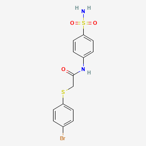 molecular formula C14H13BrN2O3S2 B5207626 N-[4-(aminosulfonyl)phenyl]-2-[(4-bromophenyl)thio]acetamide 