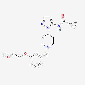 molecular formula C21H28N4O3 B5207630 N-(1-{1-[3-(2-hydroxyethoxy)benzyl]-4-piperidinyl}-1H-pyrazol-5-yl)cyclopropanecarboxamide 