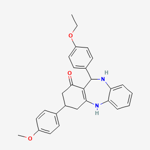 molecular formula C28H28N2O3 B5207641 11-(4-ethoxyphenyl)-3-(4-methoxyphenyl)-2,3,4,5,10,11-hexahydro-1H-dibenzo[b,e][1,4]diazepin-1-one 