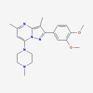 molecular formula C21H27N5O2 B5207668 2-(3,4-dimethoxyphenyl)-3,5-dimethyl-7-(4-methyl-1-piperazinyl)pyrazolo[1,5-a]pyrimidine 