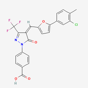 molecular formula C23H14ClF3N2O4 B5207704 4-[4-{[5-(3-chloro-4-methylphenyl)-2-furyl]methylene}-5-oxo-3-(trifluoromethyl)-4,5-dihydro-1H-pyrazol-1-yl]benzoic acid 