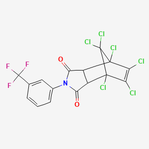 molecular formula C16H6Cl6F3NO2 B5207770 1,7,8,9,10,10-hexachloro-4-[3-(trifluoromethyl)phenyl]-4-azatricyclo[5.2.1.0~2,6~]dec-8-ene-3,5-dione 