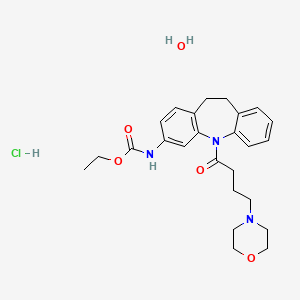 molecular formula C25H34ClN3O5 B5207776 ethyl {5-[4-(4-morpholinyl)butanoyl]-10,11-dihydro-5H-dibenzo[b,f]azepin-3-yl}carbamate hydrochloride hydrate 